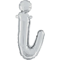 BALLON METALLIQUE LETTRE I SCRIPT ARGENT 35 CM