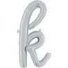 BALLON METALLIQUE LETTRE K SCRIPT ARGENT 35 CM
