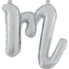 BALLON METALLIQUE LETTRE M SCRIPT ARGENT 35 CM