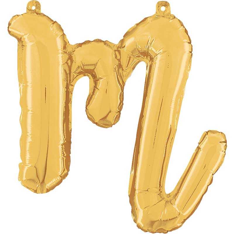 BALLON METALLIQUE LETTRE M CURSIVE OR 36 CM
