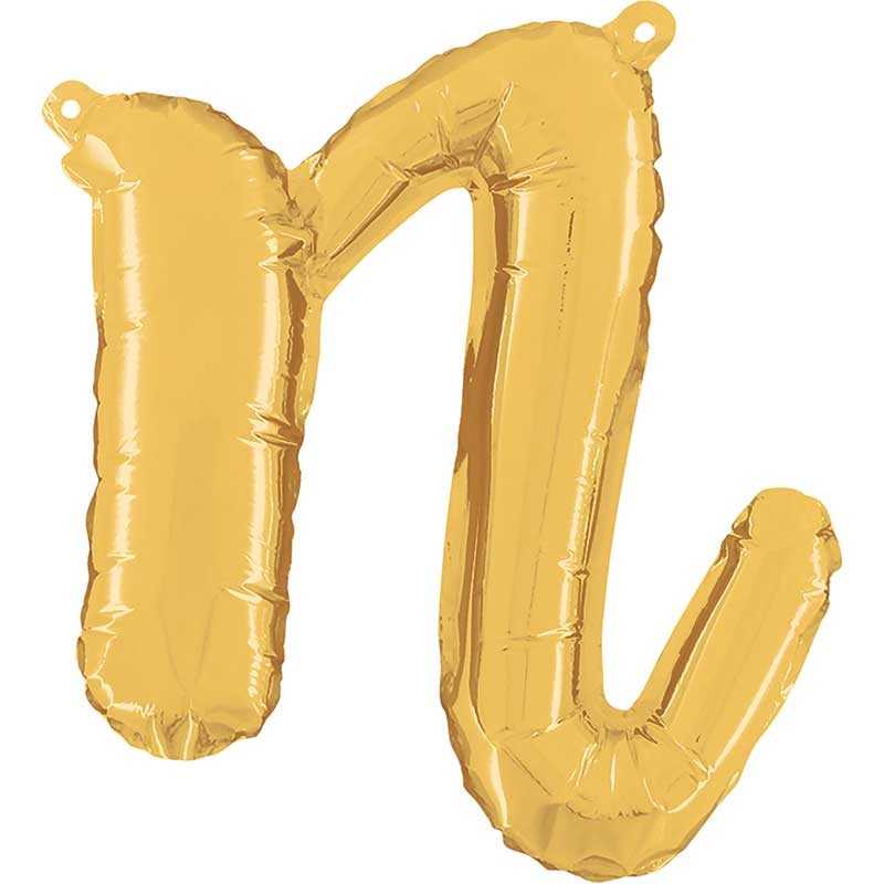 BALLON METALLIQUE LETTRE N CURSIVE OR 36 CM 