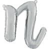 BALLON METALLIQUE LETTRE N SCRIPT ARGENT 35 CM