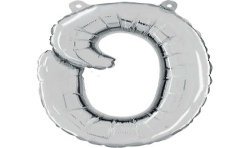 BALLON METALLIQUE LETTRE O SCRIPT ARGENT 35 CM