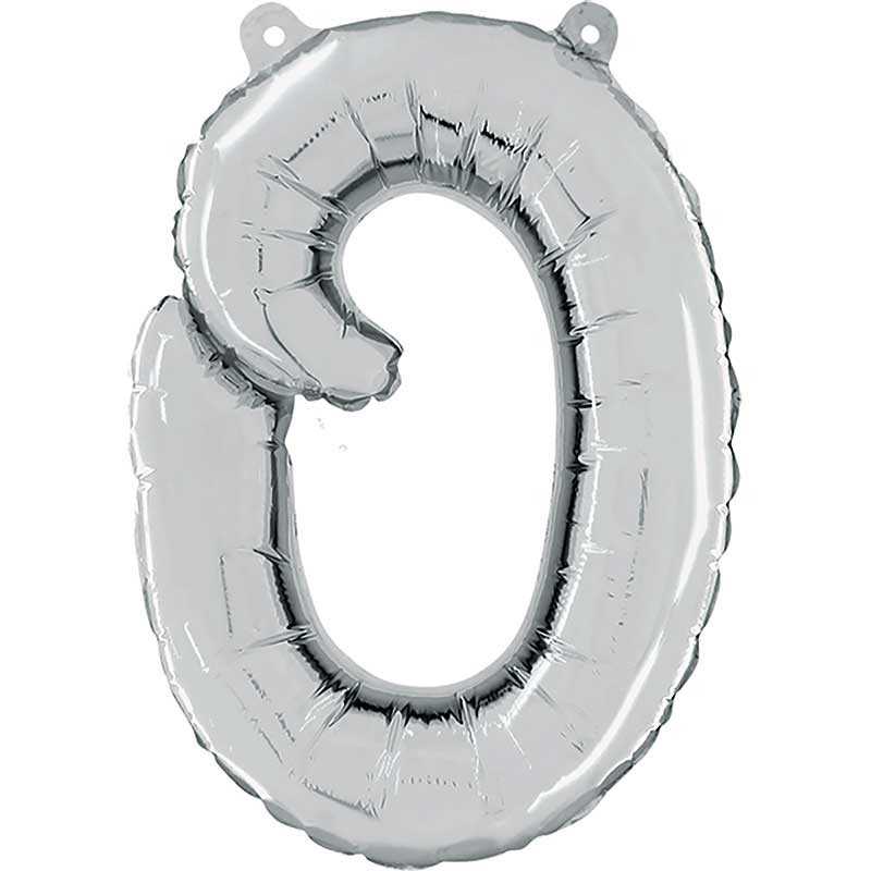 BALLON METALLIQUE LETTRE O SCRIPT ARGENT 35 CM