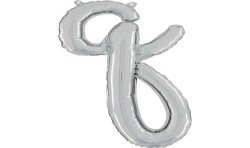 BALLON METALLIQUE LETTRE Q SCRIPT ARGENT 35 CM