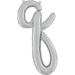 BALLON METALLIQUE LETTRE Q SCRIPT ARGENT 35 CM