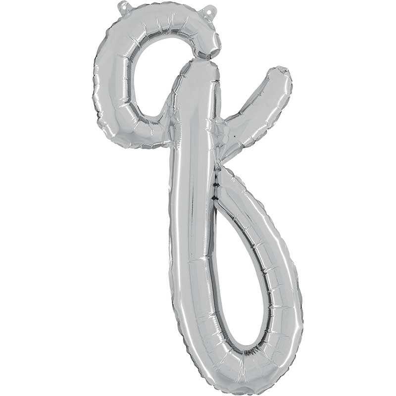BALLON METALLIQUE LETTRE Q SCRIPT ARGENT 35 CM