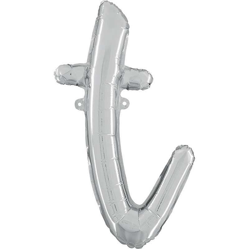 BALLON METALLIQUE LETTRE T SCRIPT ARGENT 35 CM