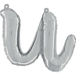 BALLON METALLIQUE LETTRE U SCRIPT ARGENT 35 CM
