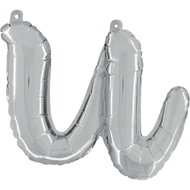 BALLON METALLIQUE LETTRE U SCRIPT ARGENT 35 CM