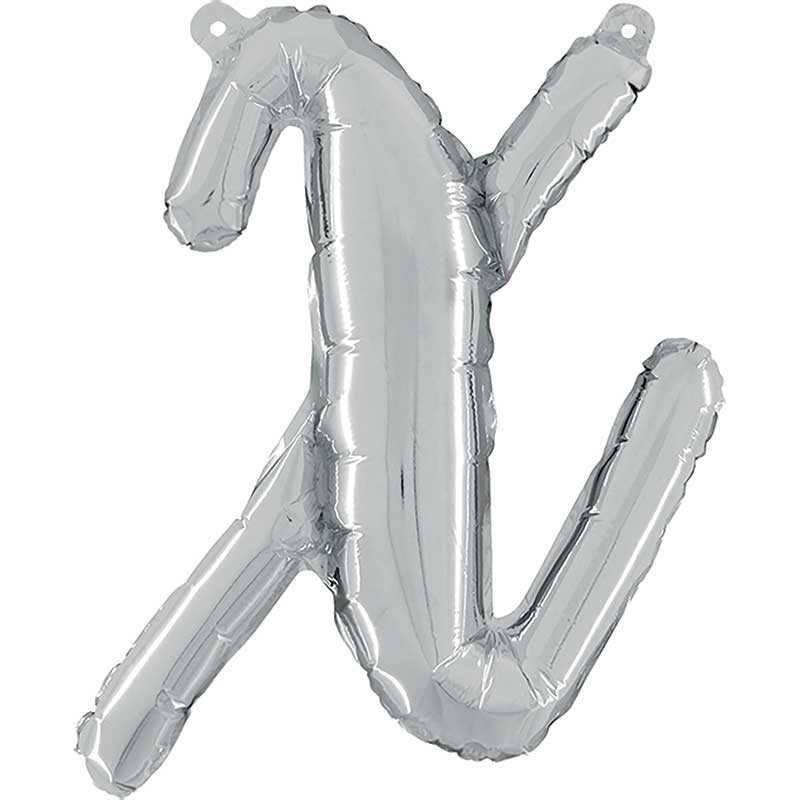 BALLON METALLIQUE LETTRE X SCRIPT ARGENT 35 CM