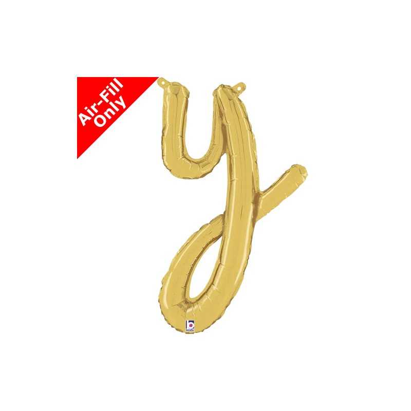 BALLON METALLIQUE LETTRE Y CURSIVE OR 36 CM
