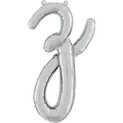 BALLON METALLIQUE LETTRE Z SCRIPT ARGENT 35 CM