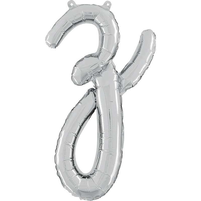 BALLON METALLIQUE LETTRE Z SCRIPT ARGENT 35 CM 