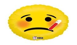BALLON METALLIQUE ROND SMILEY MALADE 46 CM