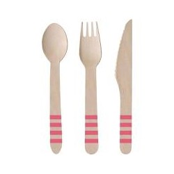 24 COUVERTS EN BOIS ROSE