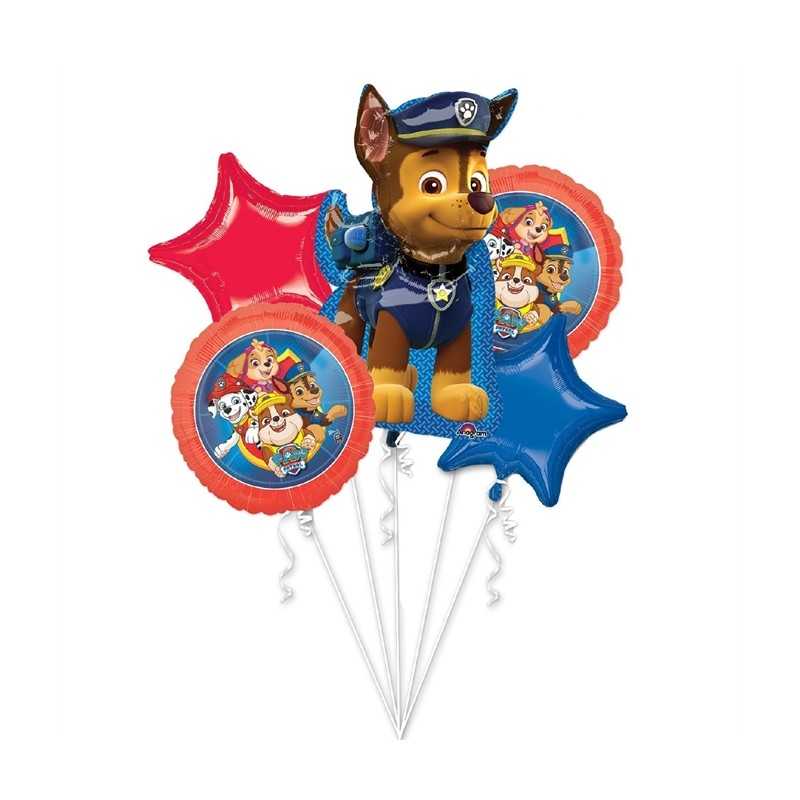 BOUQUET DE 5 BALLONS METALLIQUES PAT PATROUILLE
