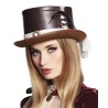 CHAPEAU HAUT DE FORME MARRON ET DENTELLE STEAMPUNK