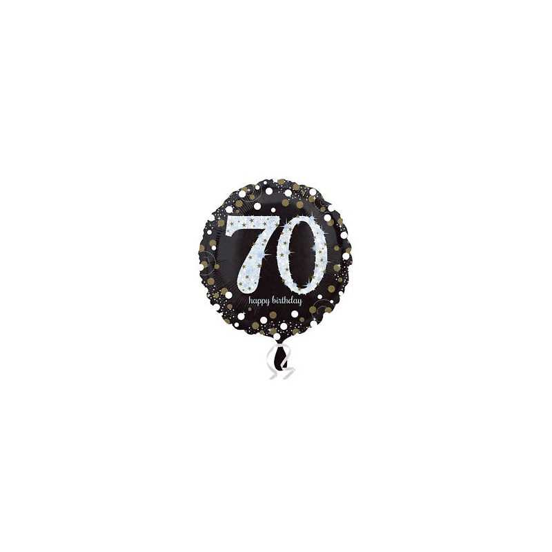 BALLON METALLIQUE ROND 70 NOIR ET BLANC 7 45 CM