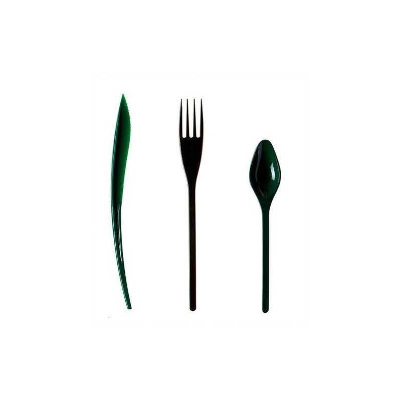 30 COUVERTS VERT SAPIN 10 FOURCHETTES 10 COUTEAUX 10 CUILLERES