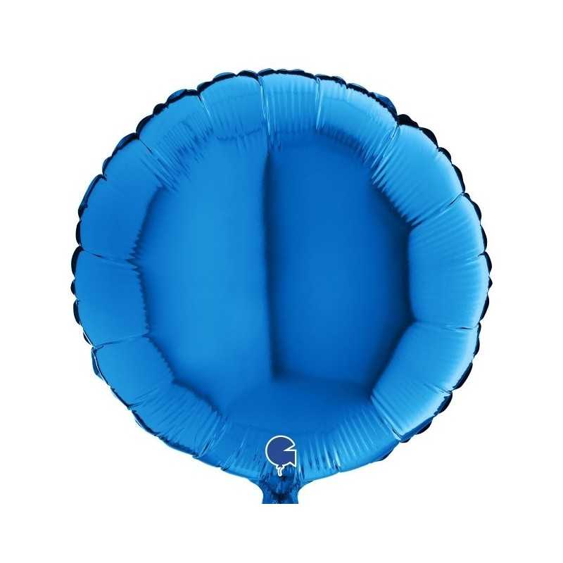 BALLON METALLIQUE ROND BLEU 46 CM 