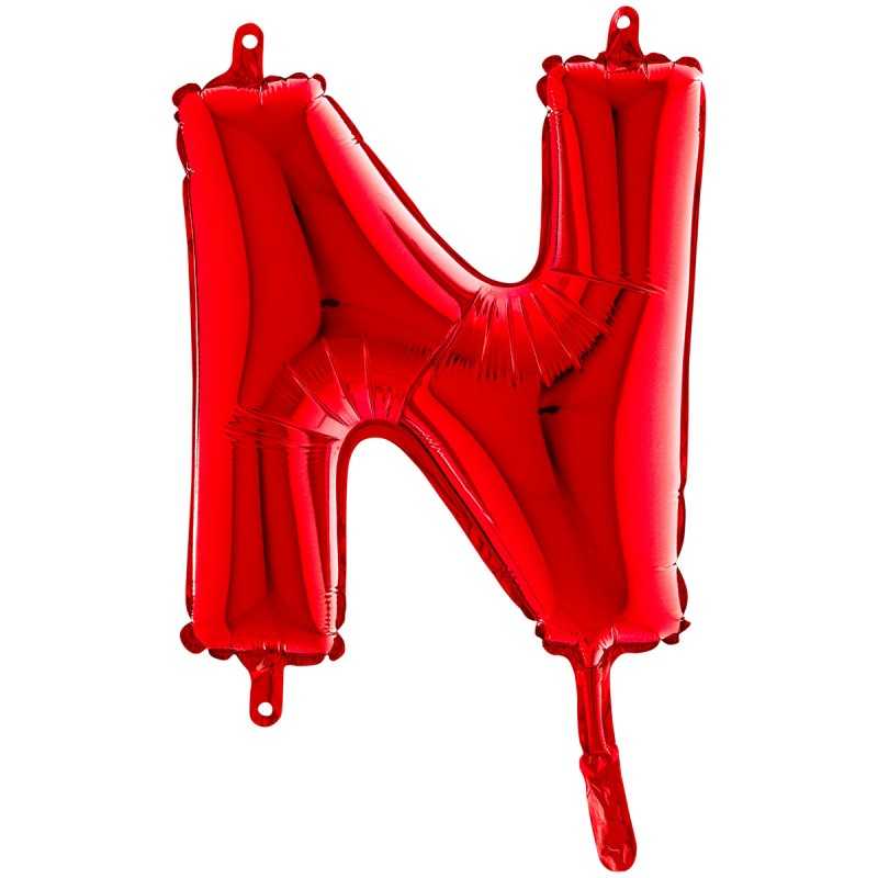 BALLON METALLIQUE LETTRE N ROUGE 35 CM