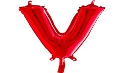 BALLON METALLIQUE LETTRE V ROUGE 35 CM