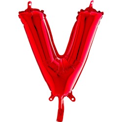 BALLON METALLIQUE LETTRE V ROUGE 35 CM