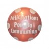 BALLON METALLIQUE ROND FELICITATIONS POUR TA COMMUNION ROSE 46 CM