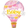 BALLON METALLIQUE MONGOLFIERE WELCOME BABY ROSE 107 CM