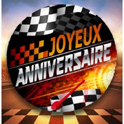 BALLON ROND 45 CM METALLIQUE JOYEUX ANNIVERSAIRE CIRCUIT