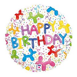 BALLON METALLIQUE ROND HAPPY BIRTHDAY 46 CM