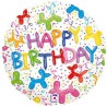 BALLON METALLIQUE ROND HAPPY BIRTHDAY 46 CM