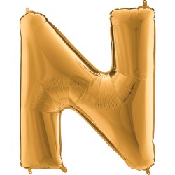 BALLON METALLIQUE LETTRE N OR 101 CM