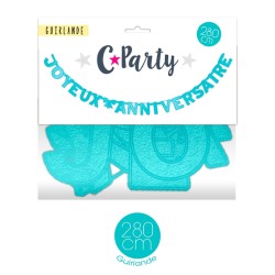 GUIRLANDE JOYEUX ANNIVERSAIRE 280 CM BLEU