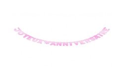 GUIRLANDE JOYEUX ANNIVERSAIRE 280 CM ROSE PASTEL