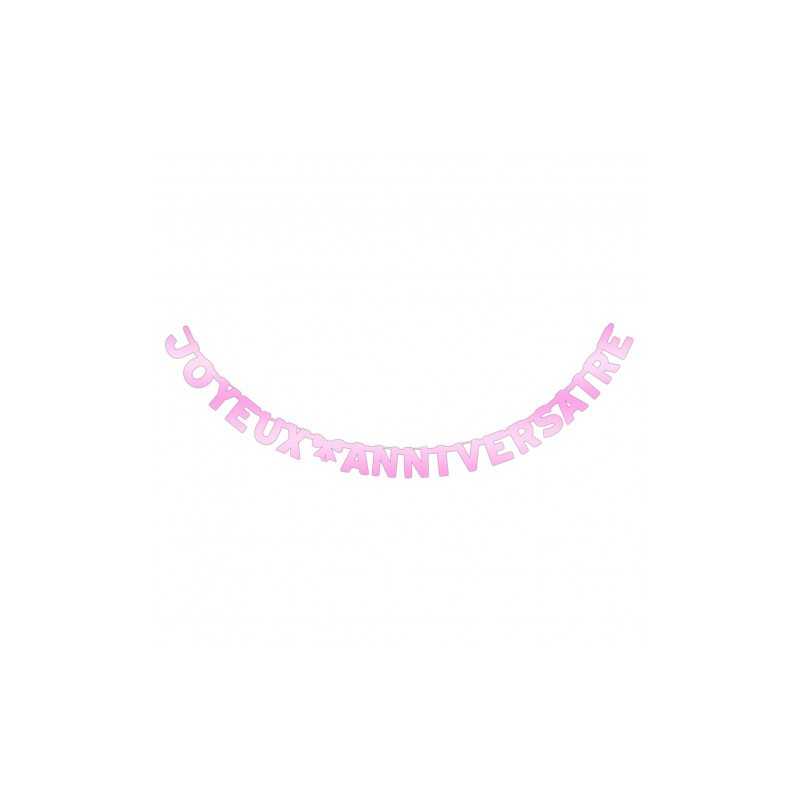 GUIRLANDE JOYEUX ANNIVERSAIRE 280 CM ROSE PASTEL