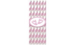 PACK DE 6 PAILLES BLEU OU ROSE BABY SHOWER