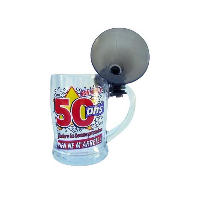 CHOPE A BIERE TROMPETTE ANNIVERSAIRE 50 ANS