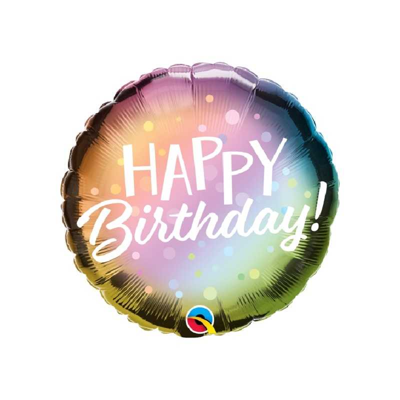 BALLON METALLIQUE ROND HAPPY BIRTHDAY 46 CM
