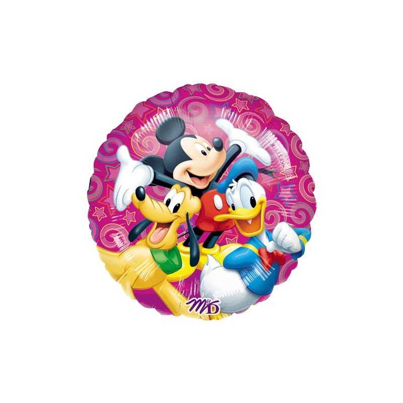 BALLON METALLIQUE ROND MICKEY PLUTO ET DONALD 43 CM