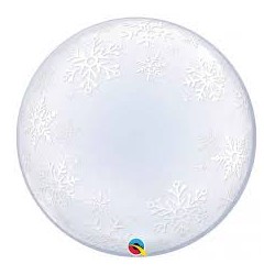BALLON BUBBLE DECO FLOCONS DE NEIGE 61 CM