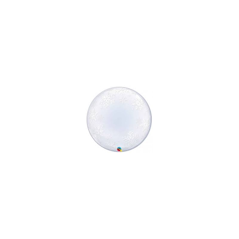 BALLON BUBBLE DECO FLOCONS DE NEIGE 61 CM