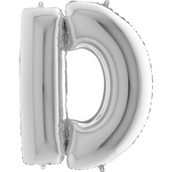 BALLON METALLIQUE LETTRE D ARGENT 101 CM