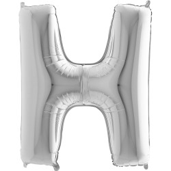 BALLON METALLIQUE LETTRE H ARGENT 101 CM