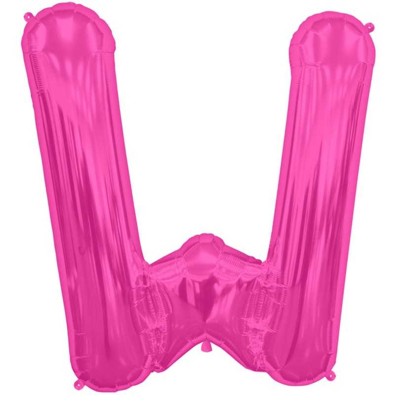 BALLON METALLIQUE LETTRE W FUSCHIA 86 CM