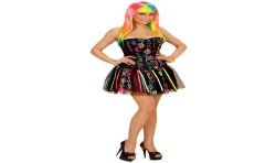 DEGUISEMENT CORSET + TUTU NEON RAINBOW FLUO TAILLE M