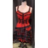 DEGUISEMENT ROBE DAME DE SALOON OU ROBE PIRATE ROUGE ET NOIRE TAILLE M/L