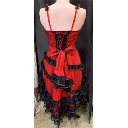 DEGUISEMENT ROBE DAME DE SALOON OU ROBE PIRATE ROUGE ET NOIRE TAILLE M/L