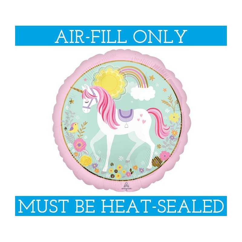 BALLON METALLIQUE 9'' ROND LICORNE 23 CM